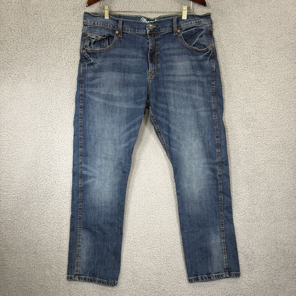 Wrangler Retro Slim Straight Jeans Mens 38x30 Blue Medium Wash